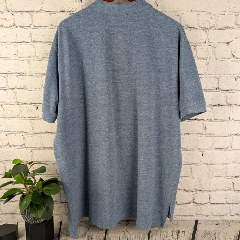 Polo short sleeve medium blue cotton shirt, XXL 2XL